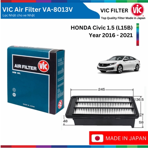 Lọc gió động cơ VIC Air Filter, HONDA Civic 1.5 (L15B) đời xe 2016 đến 2021