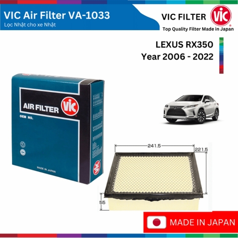 Lọc gió động cơ VIC Air Filter, LEXUS RX350 đời xe 2006 đến 2022