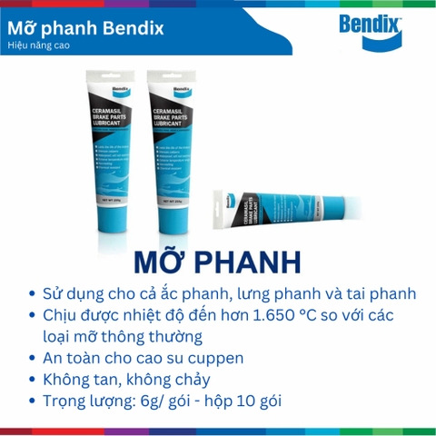 Mỡ tra phanh BENDIX, loại tuýp 255g, hộp 60g