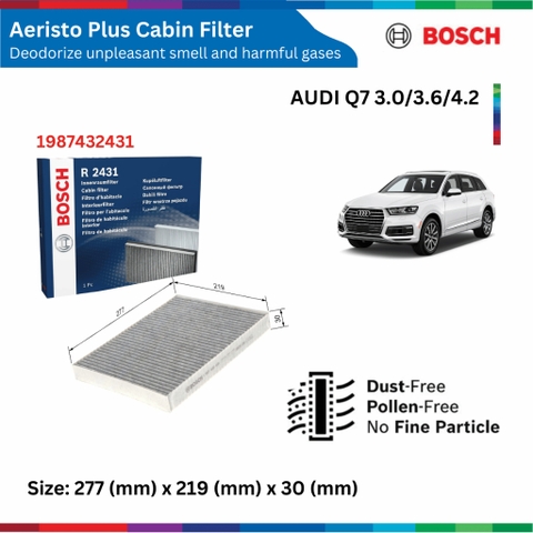 Lọc gió điều hòa BOSCH Aeristo Plus, AUDI Q7 3.0 /3.6 /4.2, than hoạt tính