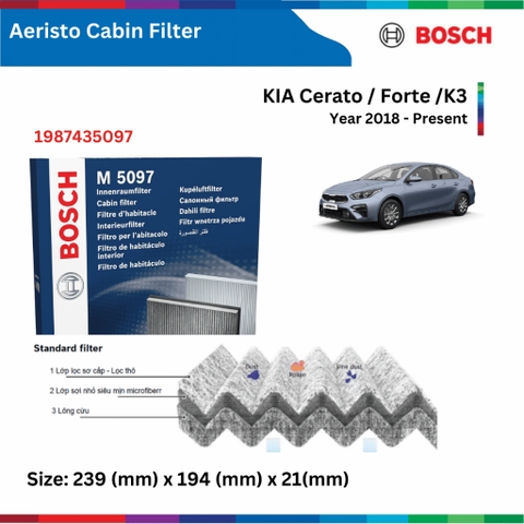 Lọc gió điều hòa BOSCH Aeristo 1987435097, KIA Cerato Forte đời xe 2018 đến nay