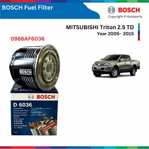Bộ lọc nhiên liệu BOSCH Fuel Filter, MITSUBISHI Triton 2.5 TD đời xe 2005 đến 2015