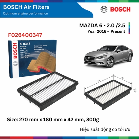 Lọc gió động cơ BOSCH Air Filter F026400347, MAZDA 6 đời xe 2016 đến nay