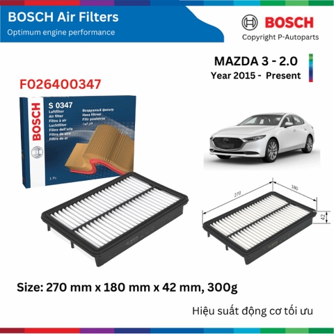 Lọc gió động cơ BOSCH Air Filter F026400347, MAZDA 3 đời xe 2015 đến nay