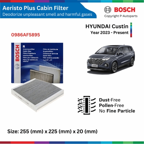 Lọc gió điều hòa than hoạt tính BOSCH Aeristo Plus, HYUNDAI Custin đời xe 2023 đến nay