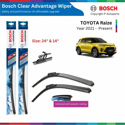 Bộ gạt mưa BOSCH Clear Advantage cho TOYOTA Raize đời xe 2021 đến nay, Sạch Bền Bỉ Chính Hãng