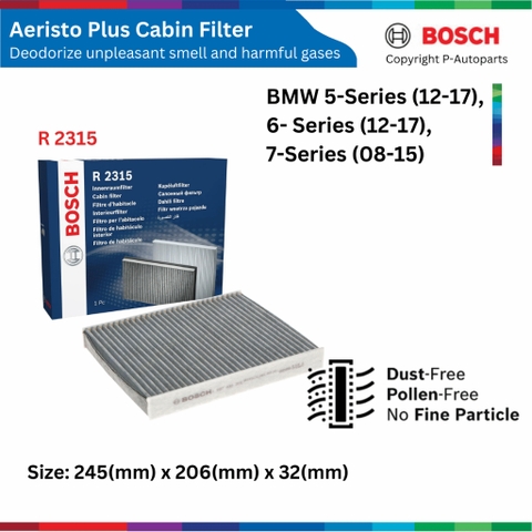 Lọc gió điều hòa than hoạt tính BOSCH Aeristo Plus BMW 5 6 7 Series đời xe 2008 đến 2017