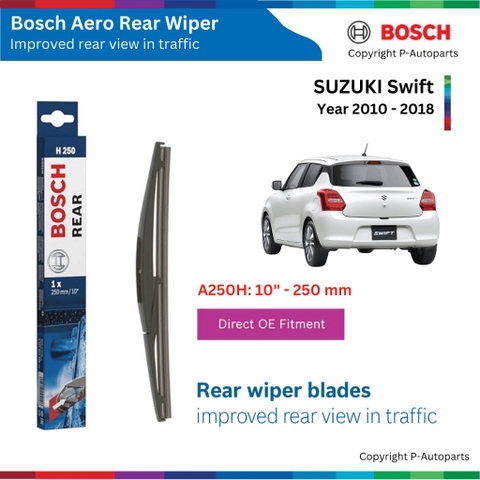 Gạt mưa sau BOSCH Aero Rear cho SUZUKI Swift đời xe 2010 đến nay, sạch bền bỉ dễ lắp đặt