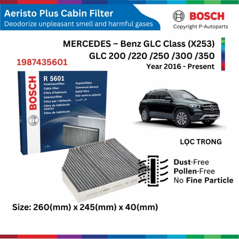 Lọc gió điều hòa than hoạt tính BOSCH Aeristo Plus xe MERCEDES Benz GLC-Class X253 - LỌC TRONG