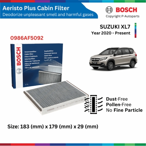 Lọc gió điều hòa than hoạt tính BOSCH Aeristo Plus 0986AF5092 - SUZUKI XL7 (2020 đến nay)