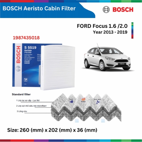 Lọc gió điều hòa BOSCH Aeristo 1987435018 xe FORD Focus đời xe 2013 đến 2019