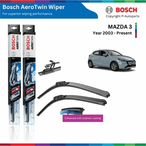 Bộ gạt mưa BOSCH AeroTwin xe MAZDA 3 đời xe 2003 đến nay