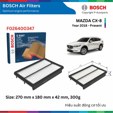 Lọc gió động cơ BOSCH Air Filter F026400347, MAZDA CX-8 CX8 đời xe 2018 đến nay