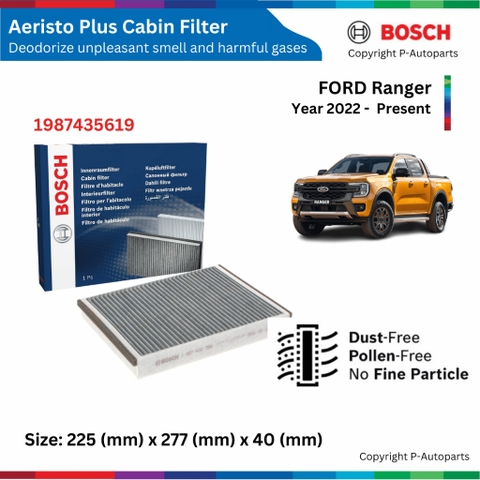 Lọc gió điều hòa BOSCH Aeristo Plus 1987435619, FORD Ranger đời xe 2022 đến nay
