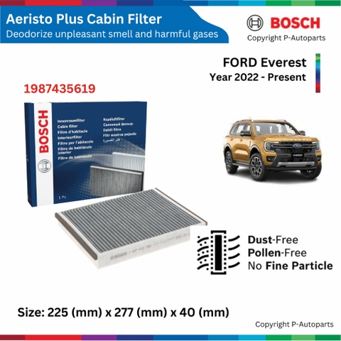 Lọc gió điều hòa BOSCH Aeristo Plus 1987435619, FORD Everest đời xe 2022 đến nay