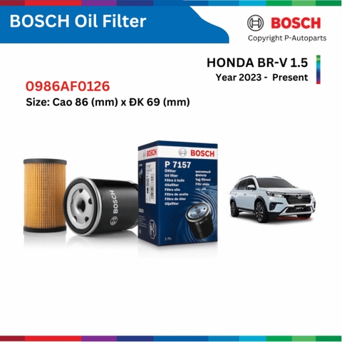 Lọc dầu động cơ BOSCH Oil Filter, HONDA BRV BR-V đời xe 2023 đến nay