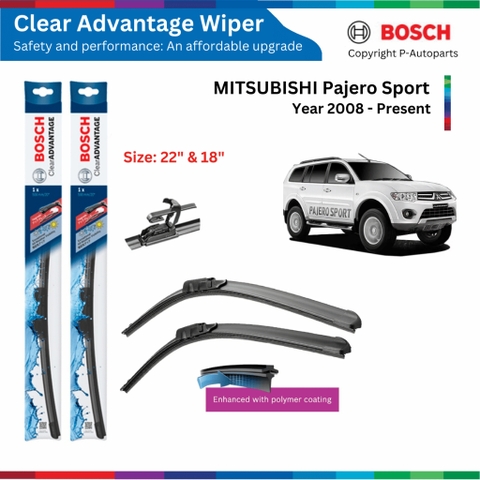 Bộ gạt mưa BOSCH Clear Advantage, MITSUBISHI Pajero Sport đời xe 2008 đến nay