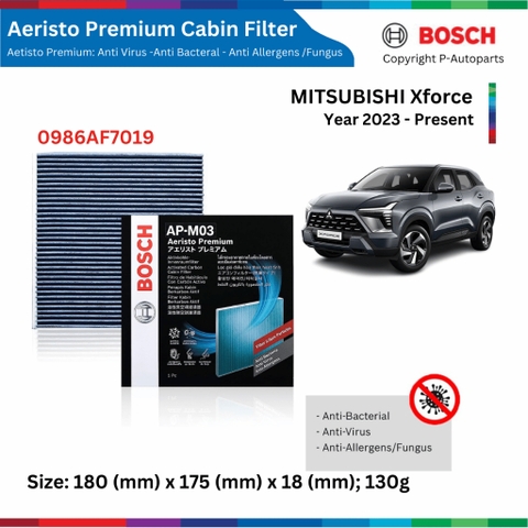 Lọc gió điều hòa BOSCH Aeristo Premium, MITSUBISHI Xforce đời xe 2023 đến nay Lọc bụi mịn PM2.5