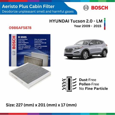 Lọc gió điều hòa BOSCH Aeristo Plus than hoạt tính HYUNDAI Tucson đời xe 2009 đến 2021