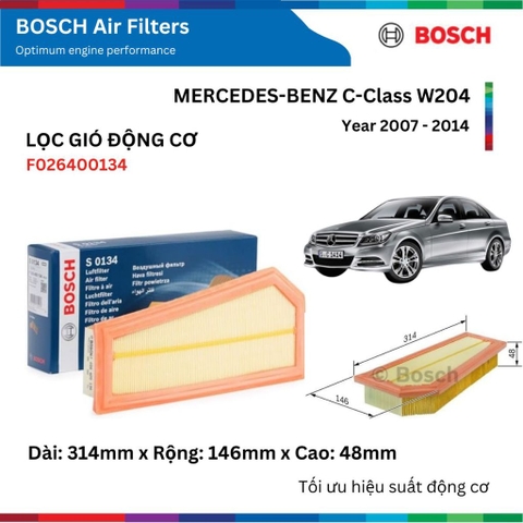 Lọc gió động cơ BOSCH Air Filter MERCEDES-BENZ C-Class W204 đời 2007 đến 2014