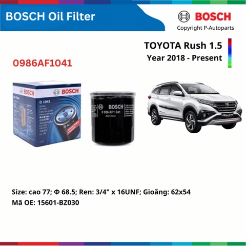 Lọc dầu động cơ BOSCH Oil Filter O1041 xe TOYOTA Rush đời 2018 đến nay