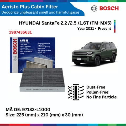 Lọc gió điều hòa Bosch Aeristo Plus xe Hyundai Santafe (2021-nay) - Than hoạt tính