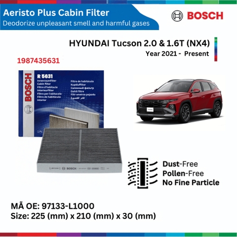 Lọc gió điều hòa Bosch Aeristo Plus xe Hyundai Tucson (2021-nay) - Than hoạt tính