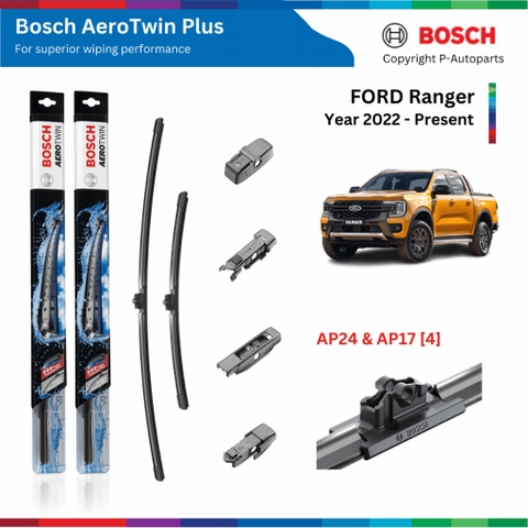 Bộ gạt mưa BOSCH AeroTwin Plus cho Ford Ranger đời xe 2016 đến nay, Gạt Sạch Êm Bền Bỉ Chính Hãng