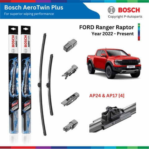 Bộ gạt mưa BOSCH AeroTwin Plus xe FORD Ranger Raptor đời 2022 đến nay
