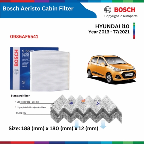 Lọc gió điều hòa BOSCH Aeristo 0986AF5541 xe HYUNDAI i10 đời 2013 đến 2021