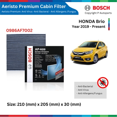 Lọc gió điều hòa BOSCH Aeristo Premium 0986AF7002 xe HONDA Brio đời 2019 đến nay