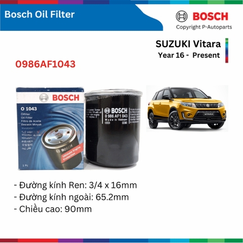 Lọc dầu động cơ BOSCH Oil Filter 0986AF1034 xe  SUZUKI Vitara đời 2016 đến nay