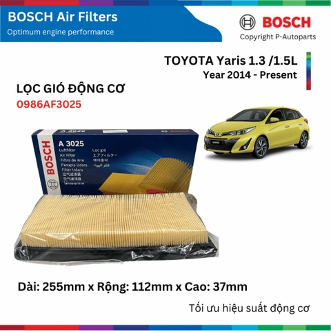 Lọc gió động cơ BOSCH Air Filter 0986AF3025 xe TOYOTA Yaris đời 2014 đến nay
