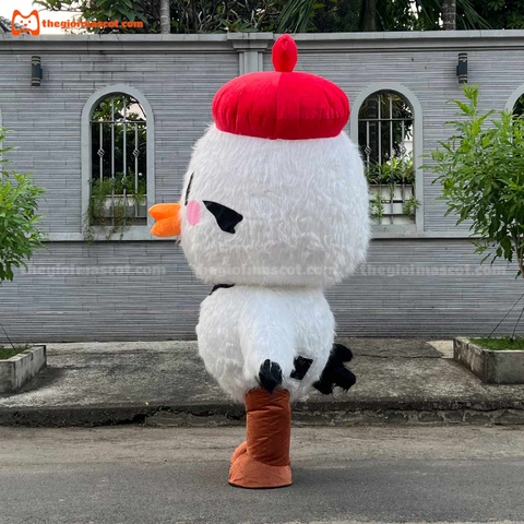 Mascot Hơi Gà Con Mũ Đỏ