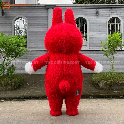Mascot Hơi Thỏ Mẫu 1 Màu Đỏ