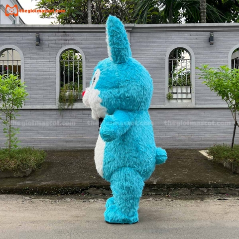 Mascot Hơi Thỏ Mẫu 4 Màu Xanh Ngọc