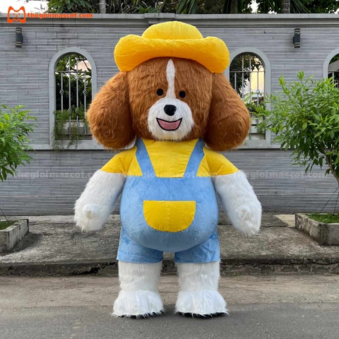 Mascot Hơi Chó Mặc Yếm