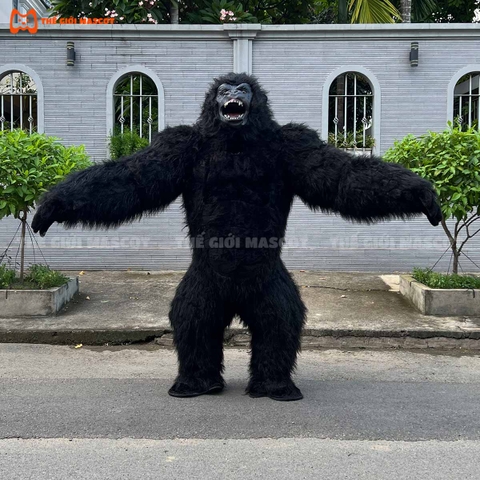 Mascot Hơi Khỉ Gorilla Màu Đen