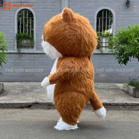 Mascot Hơi Mèo Con Màu Nâu