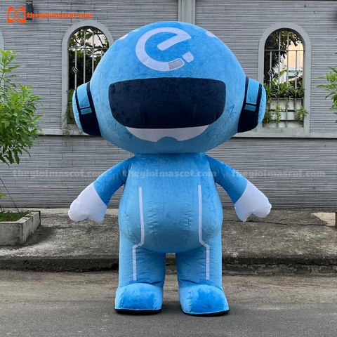 Mascot Hơi Robot Màu Xanh