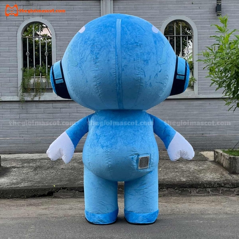 Mascot Hơi Robot Màu Xanh