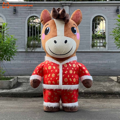 Mascot Hơi Ngựa Màu Nâu Mẫu 2