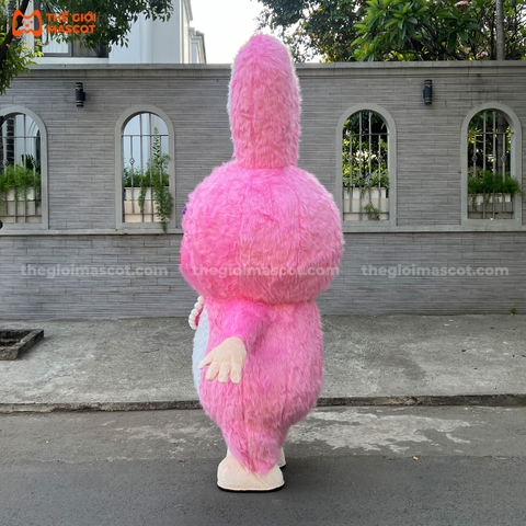 Mascot Hơi Baby Three Tai Dựng Hồng Đậm