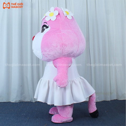 Mascot Hơi Báo Hồng Nữ