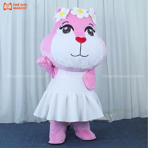 Mascot Hơi Báo Hồng Nữ