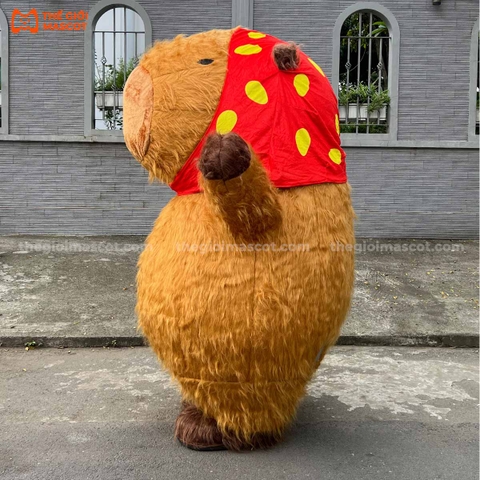 Mascot Hơi Capybara Quàng Khăn