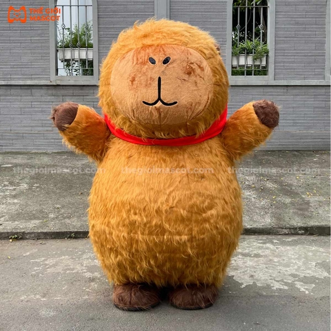 Mascot Hơi Capybara Quàng Khăn