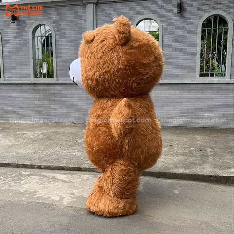 Mascot Hơi Gấu Teddy Màu Nâu