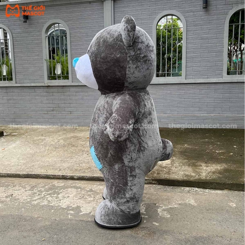 Mascot Hơi Gấu Xám Bị Thương