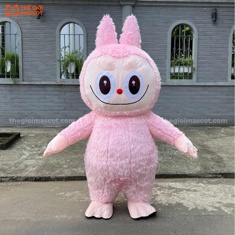 Mascot Hơi Labubu Màu Hồng